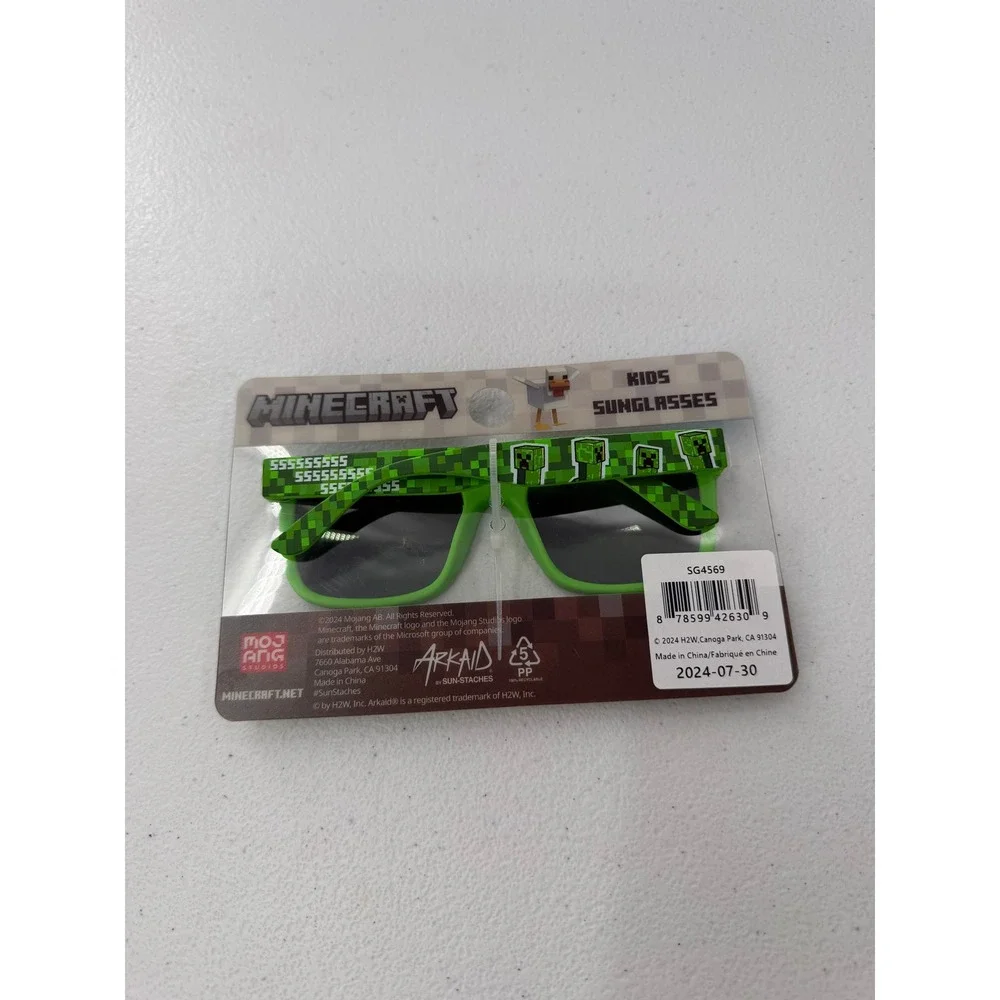 Minecraft Kids Sunglasses Creeper Green Pixel UV Protection Sun-Staches Arkaid